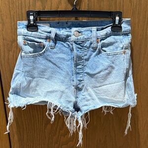 GAP Light Blue Frayed Jean Shorts